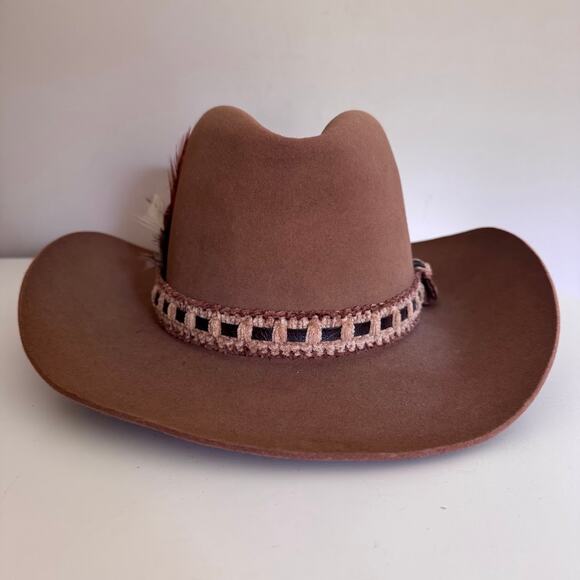 Resistol Hat Self Conforming Brown Feather Band Felt Western Cowboy Hat Size 7 - Picture 2 of 12
